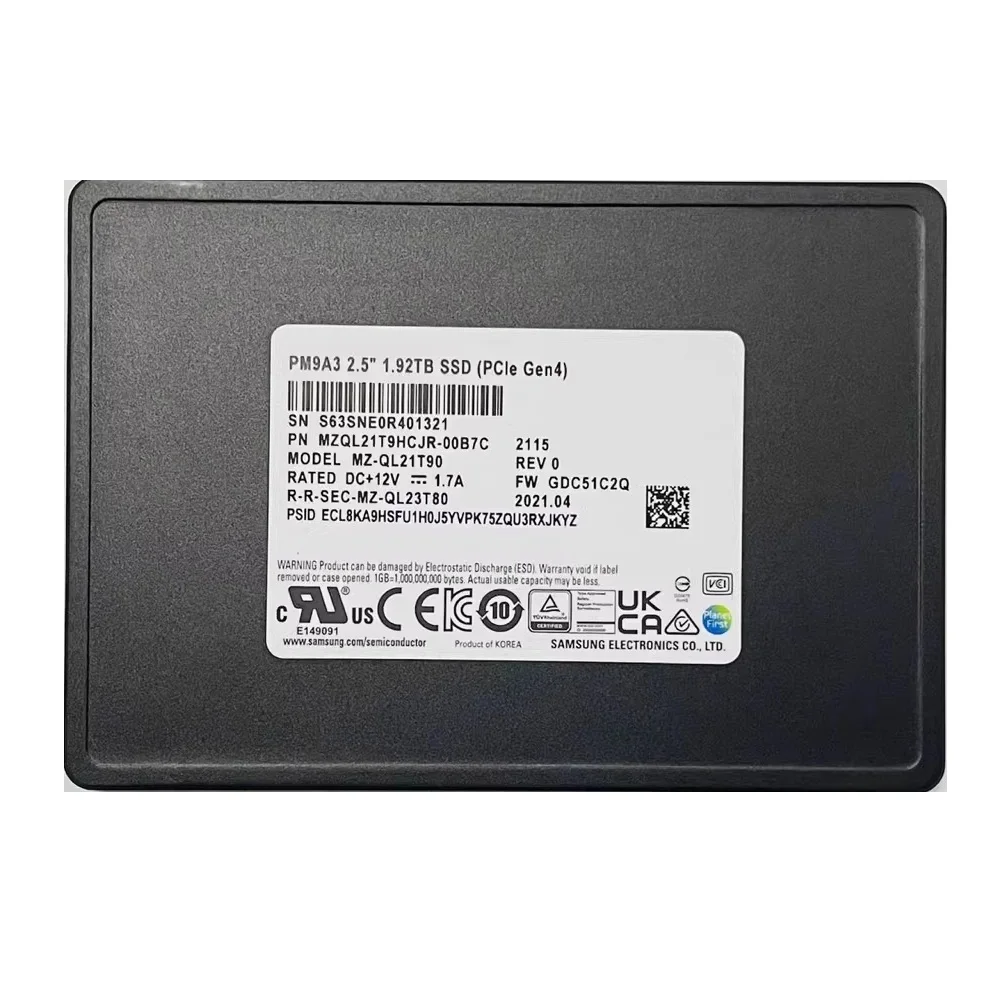 Новый твердотельный накопитель PM9A3 1,92 ТБ U.2 NVME PCIE4.0 MZQL21T9HCJR 6800M/s Enterprise для сервера
Новый твердотельный накопитель PM9A3 1,92 ТБ U.2 NVME PCIE4.0 MZQL21T9HCJR 6800M/s Enterprise для сервера