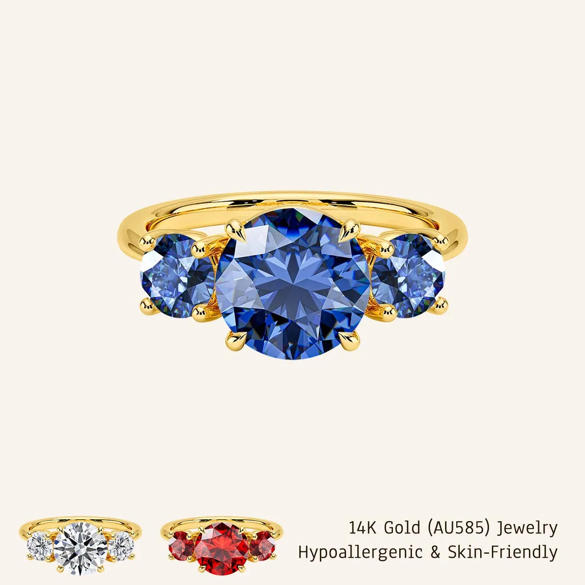 Luxury 3 Stone D VVS 2ct Round Moissanite Ring 14K Gold Hollow Hypoallergenic Lab Grown Sapphire Engagement Band Jewelry for Her
Luxury 3 Stone D VVS 2ct Round Moissanite Ring 14K Gold Hollow Hypoallergenic Lab Grown Sapphire Engagement Band Jewelry for Her