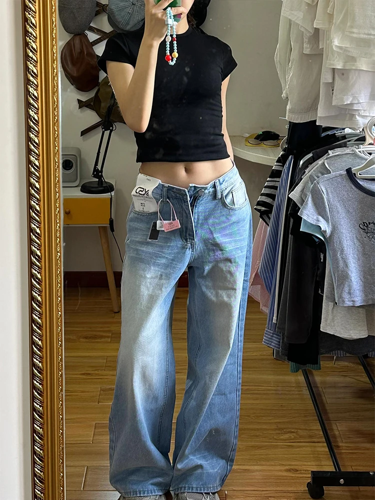 Голубые широкие джинсы с низкой талией, женские летние новые тонкие свободные прямые брюки длиной до пола, повседневные шикарные джинсовые брюки
Голубые широкие джинсы с низкой талией, женские летние новые тонкие свободные прямые брюки длиной до пола, повседневные шикарные джинсовые брюки