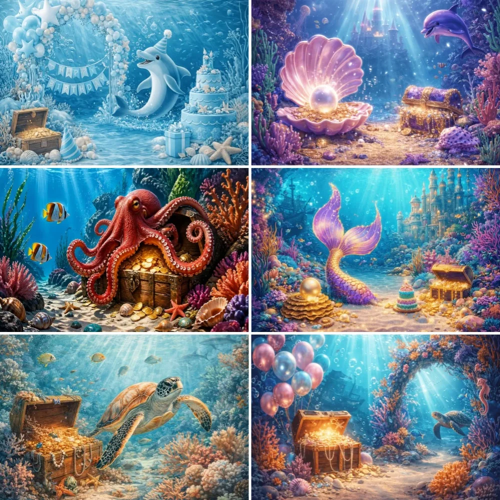 Underwater Ocean Treasure Chest Photography Backdrop Pirate Octopus Mermaid Banner Kids Party Decoration Background Supplies
Underwater Ocean Treasure Chest Photography Backdrop Pirate Octopus Mermaid Banner Kids Party Decoration Background Supplies