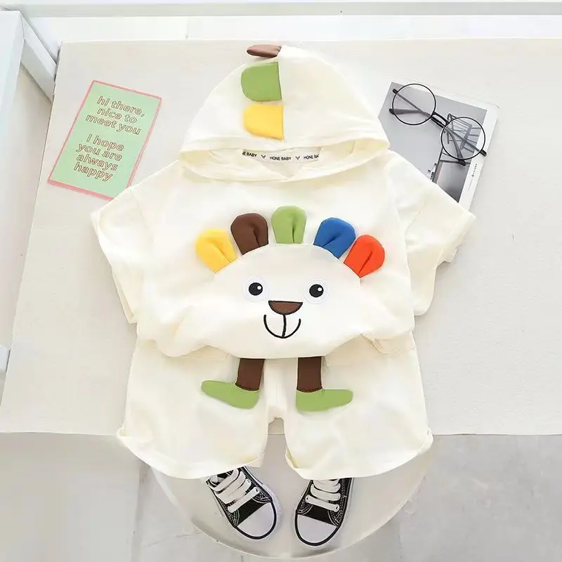 Kids Baby Summer Set 2023 New Boys Handsome Hooded Cartoon Two Piece Set Childrens Net Red Short Sleeve Fashion
Kids Baby Summer Set 2023 New Boys Handsome Hooded Cartoon Two Piece Set Childrens Net Red Short Sleeve Fashion