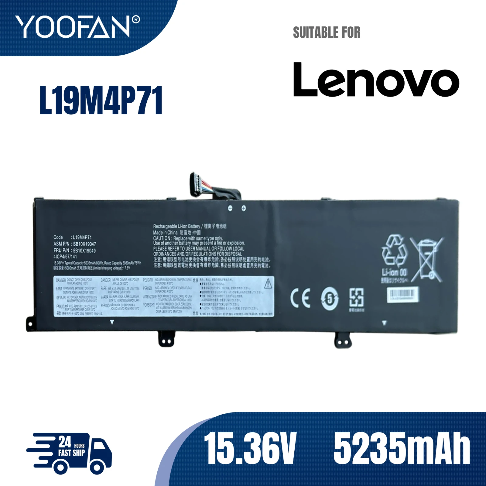 YOOFAN L19M4P71 L19C4P71 L19L4P71 Battery For Lenovo ThinkPad X1 Extreme Gen 3 2020 TP00099D SB10X19048 SB10X19047 15.36v 80WH
YOOFAN L19M4P71 L19C4P71 L19L4P71 Battery For Lenovo ThinkPad X1 Extreme Gen 3 2020 TP00099D SB10X19048 SB10X19047 15.36v 80WH