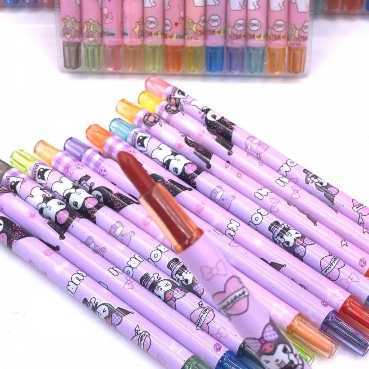Sanrio Cartoon Kuromi Color Rotating Crayons Students Special New Style Kawaii Painting Doodle Art Set Children Birthday Gifts
Sanrio Cartoon Kuromi Color Rotating Crayons Students Special New Style Kawaii Painting Doodle Art Set Children Birthday Gifts