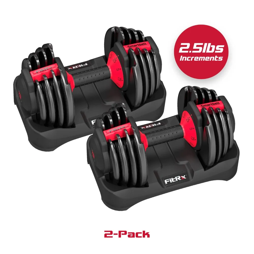 SmartBell 2-Pack, Two 25lbs. Quick-Select 9 in 1 Adjustable Dumbbell for Home Gym, 5-25lbs. Weight in 2.5lbs Increments
SmartBell 2-Pack, Two 25lbs. Quick-Select 9 in 1 Adjustable Dumbbell for Home Gym, 5-25lbs. Weight in 2.5lbs Increments
