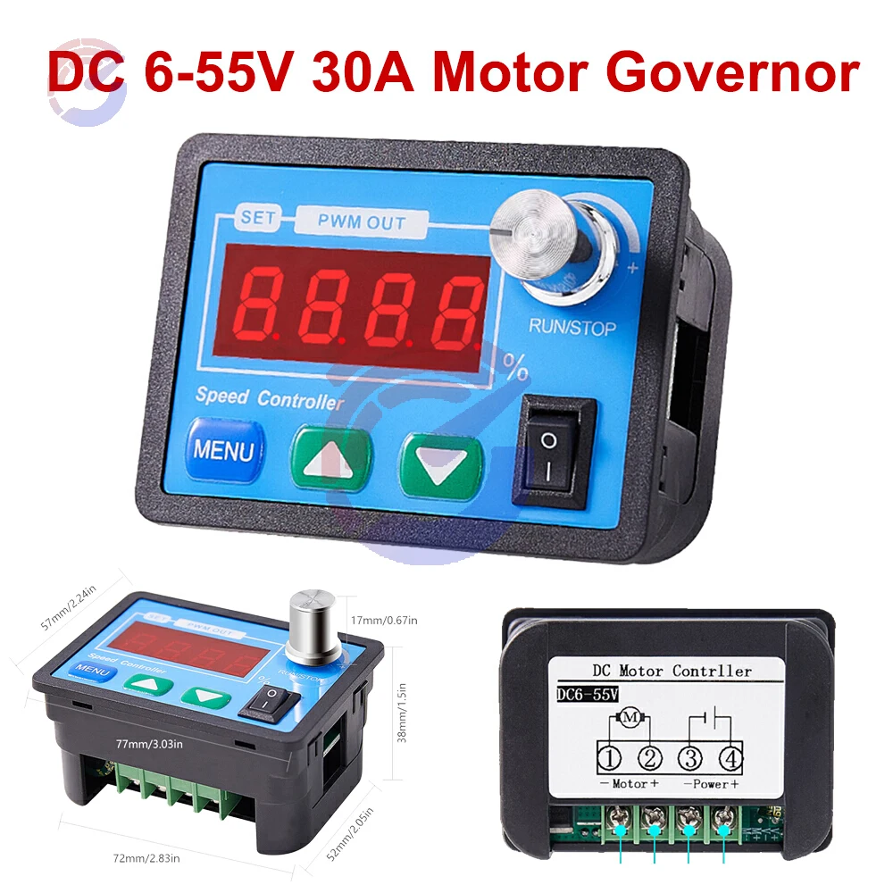 DC6-55V 30A PWM Motor Speed Controller Current Regulation PWM Adjustable Speed 4-Digit Regulator Generator Brushed Motors
DC6-55V 30A PWM Motor Speed Controller Current Regulation PWM Adjustable Speed 4-Digit Regulator Generator Brushed Motors