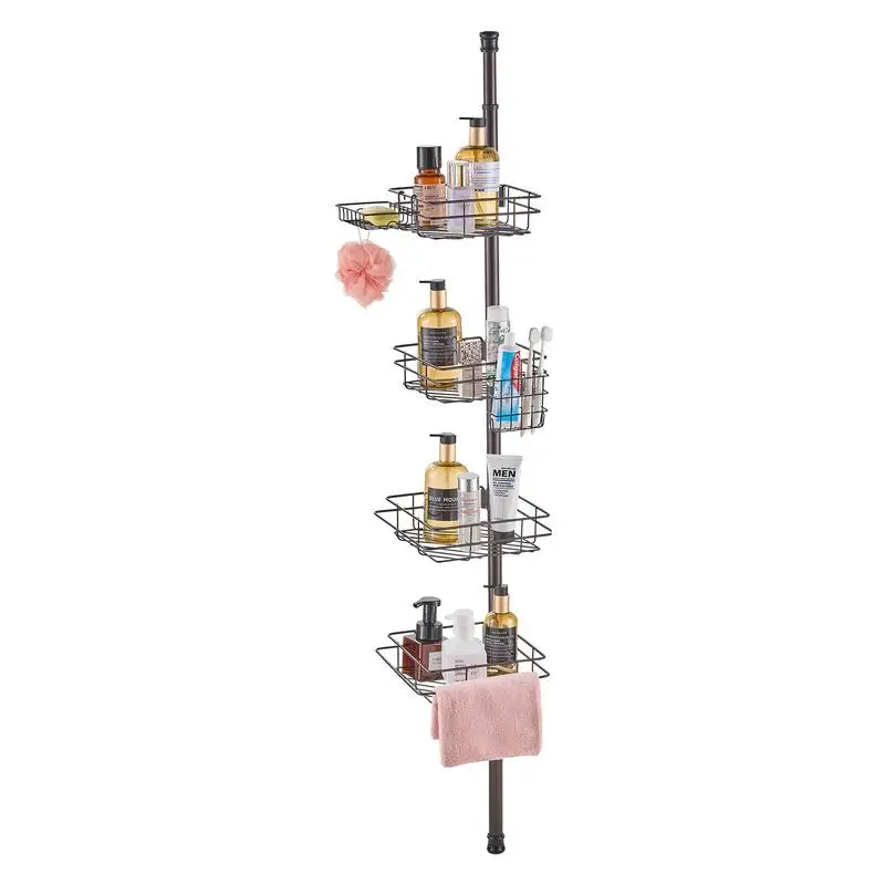 Shower Corner Caddy Tension Pole, 42" to 114" High, Multi-Functional Shower Tension Pole with Strong Load-Bearing Tray, Rust-
Shower Corner Caddy Tension Pole, 42" to 114" High, Multi-Functional Shower Tension Pole with Strong Load-Bearing Tray, Rust-