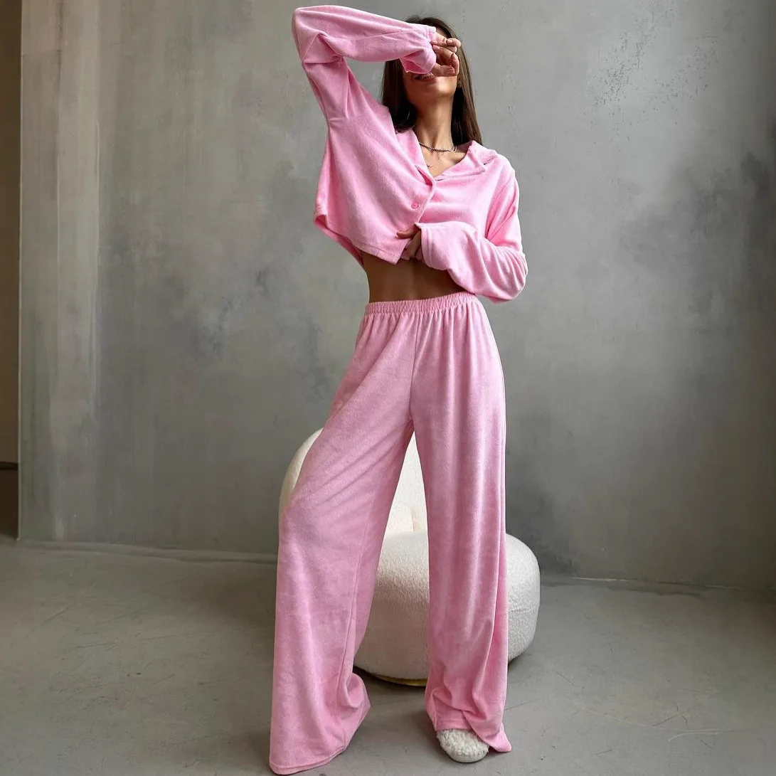 Winter Ladies Pajamas Suit Sexy Turn-Down Collar Nightie Long Sleeve Sleepwear Crop Top Nightgown Velvet Home Clothes
Winter Ladies Pajamas Suit Sexy Turn-Down Collar Nightie Long Sleeve Sleepwear Crop Top Nightgown Velvet Home Clothes