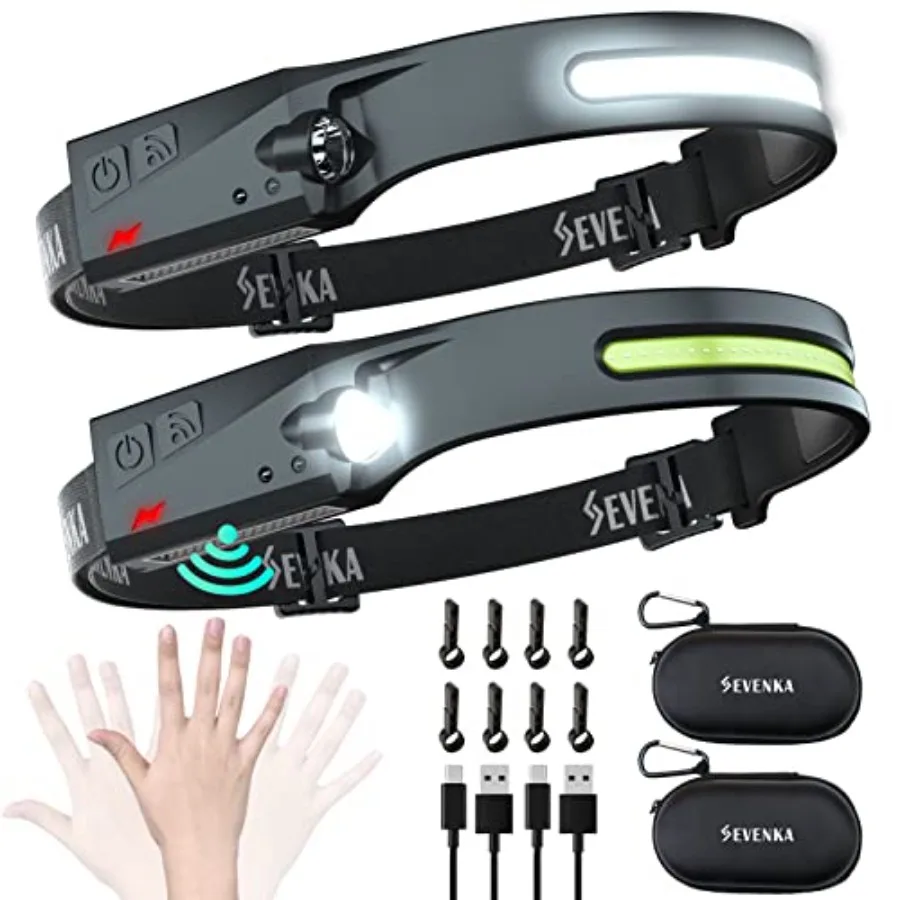2Rechargeable Headlamp Flashlight with Carrying Case, Bright LED Head Lamp Outdoor, Wide Beam, Floodlight and Spot Light, Motio
2Rechargeable Headlamp Flashlight with Carrying Case, Bright LED Head Lamp Outdoor, Wide Beam, Floodlight and Spot Light, Motio