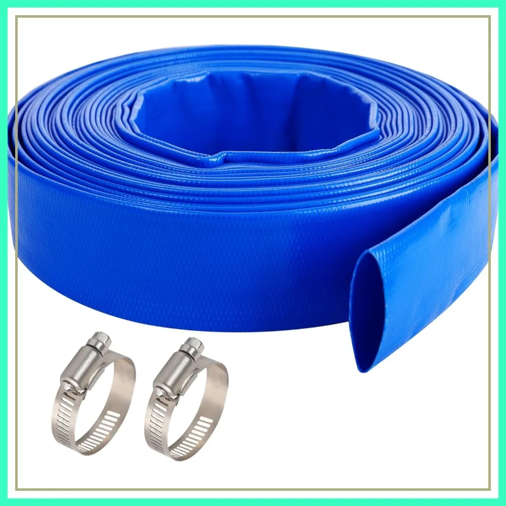 2.5" x 100 FT Pool Backwash Hose, Heavy Duty Reinforced PVC Lay Flat Discharge Hose for Swimming Pool Filter Pump, with 2 Clamps
2.5" x 100 FT Pool Backwash Hose, Heavy Duty Reinforced PVC Lay Flat Discharge Hose for Swimming Pool Filter Pump, with 2 Clamps