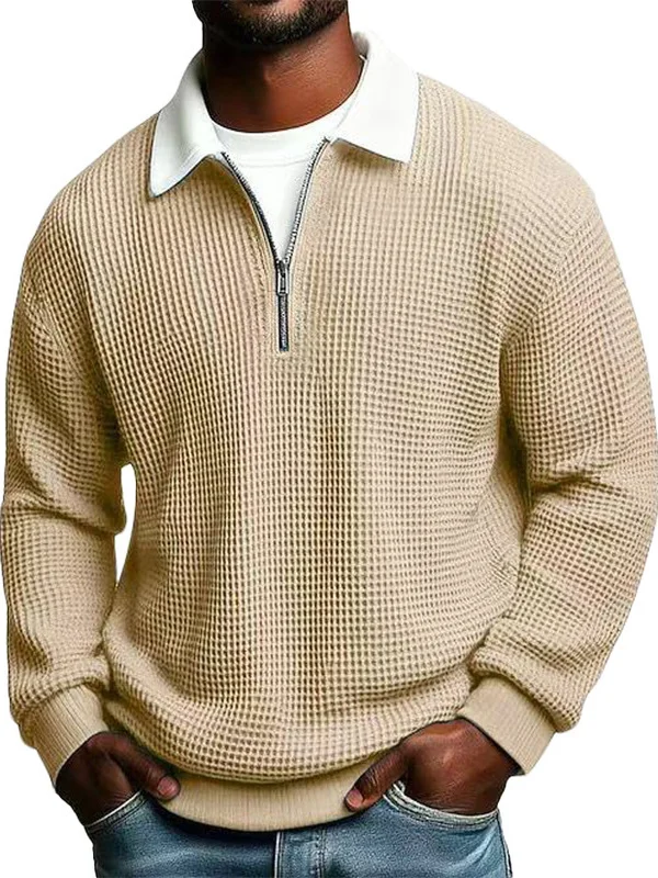 Men's Casual Spor Long Sve irt Zipper Collar Wfle Patterned Top for Autumn Polyester Fabric Knitted Design
Men's Casual Spor Long Sve irt Zipper Collar Wfle Patterned Top for Autumn Polyester Fabric Knitted Design