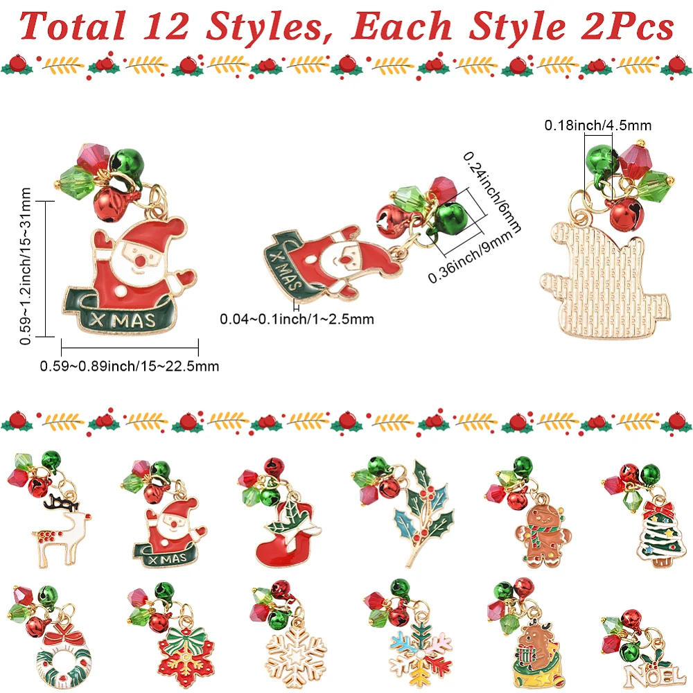 24Pcs Christmas Theme Alloy Enamel Pendants with Glass Beads and Jump Ring Mixed Shapes Mixed Color 15~31x15~22.5x1~2.5mm
24Pcs Christmas Theme Alloy Enamel Pendants with Glass Beads and Jump Ring Mixed Shapes Mixed Color 15~31x15~22.5x1~2.5mm