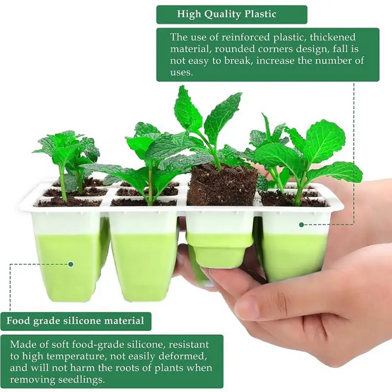 5 Silicone Reusable Seedling Starter Trays Germination Nursery Pot Plant Propagator Station Pot with 12 planting holes
5 Silicone Reusable Seedling Starter Trays Germination Nursery Pot Plant Propagator Station Pot with 12 planting holes