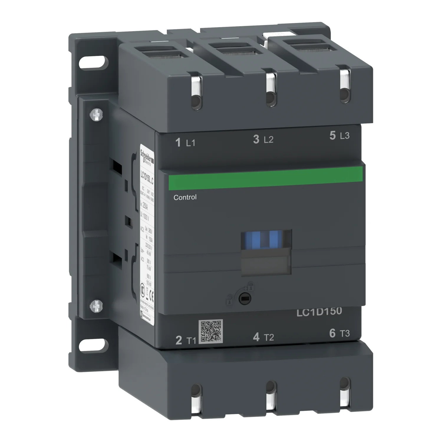 LC1D150 LC1D15000B7C TeSys D contactor - 3P(3 NO) - AC-3 - = 440 V 150 A - 24 V AC 50/60 Hz coil
LC1D150 LC1D15000B7C TeSys D contactor - 3P(3 NO) - AC-3 - = 440 V 150 A - 24 V AC 50/60 Hz coil
