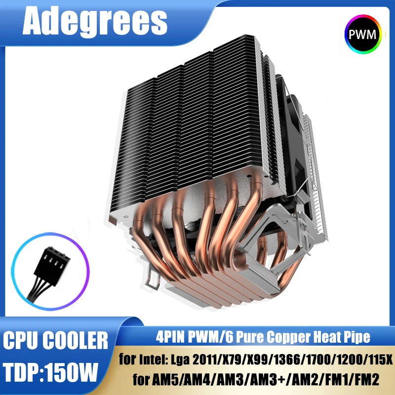 CPU Air Cooler 4Pin 6Heatpipes ventilador PC for Intel LGA 1700 2011 1200 1366 115X X79 X99 AMD AM3 AM5 AM4 Cooler Processador
CPU Air Cooler 4Pin 6Heatpipes ventilador PC for Intel LGA 1700 2011 1200 1366 115X X79 X99 AMD AM3 AM5 AM4 Cooler Processador