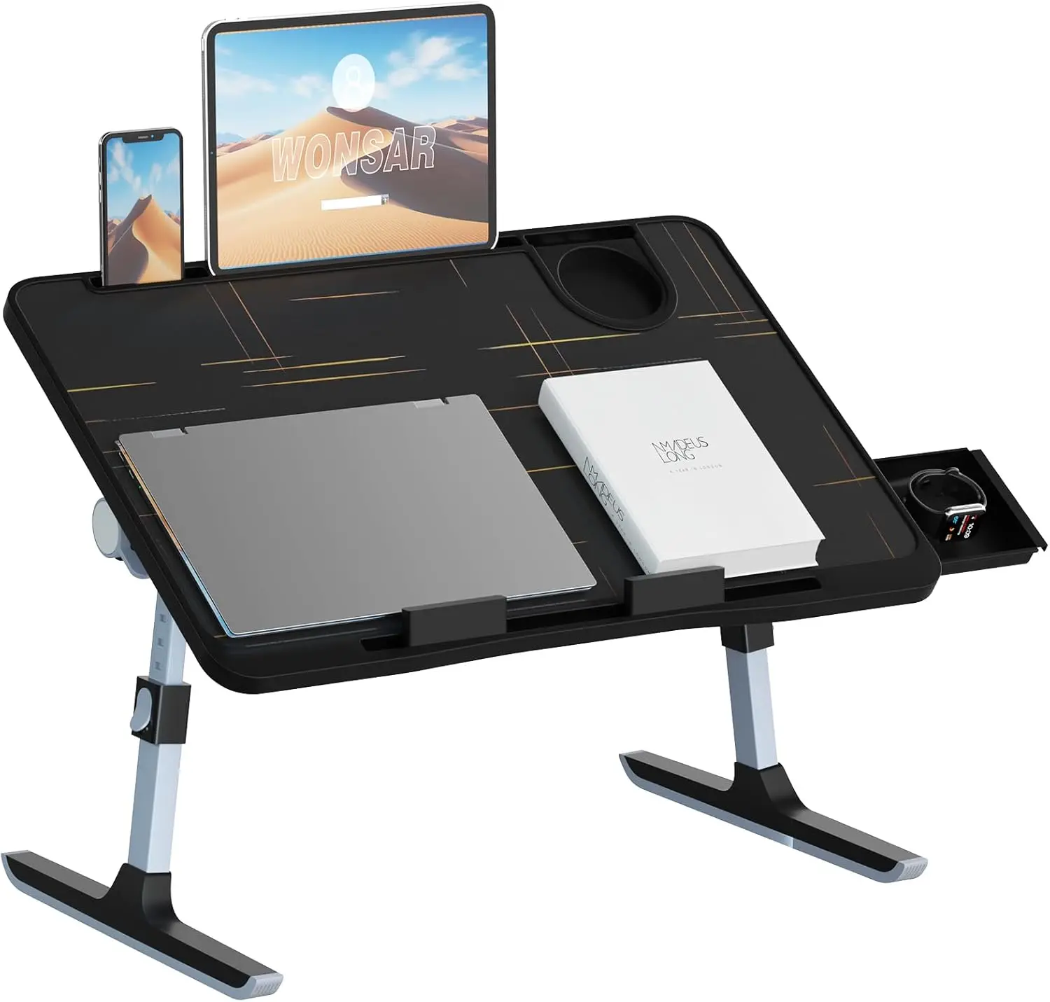 Lap Desk for Bed, Folding Laptop Stand for Bed Table, Adjustable Portable Laptop Bed Tray Desk with Storage Drawer Bookstand Cup
Lap Desk for Bed, Folding Laptop Stand for Bed Table, Adjustable Portable Laptop Bed Tray Desk with Storage Drawer Bookstand Cup