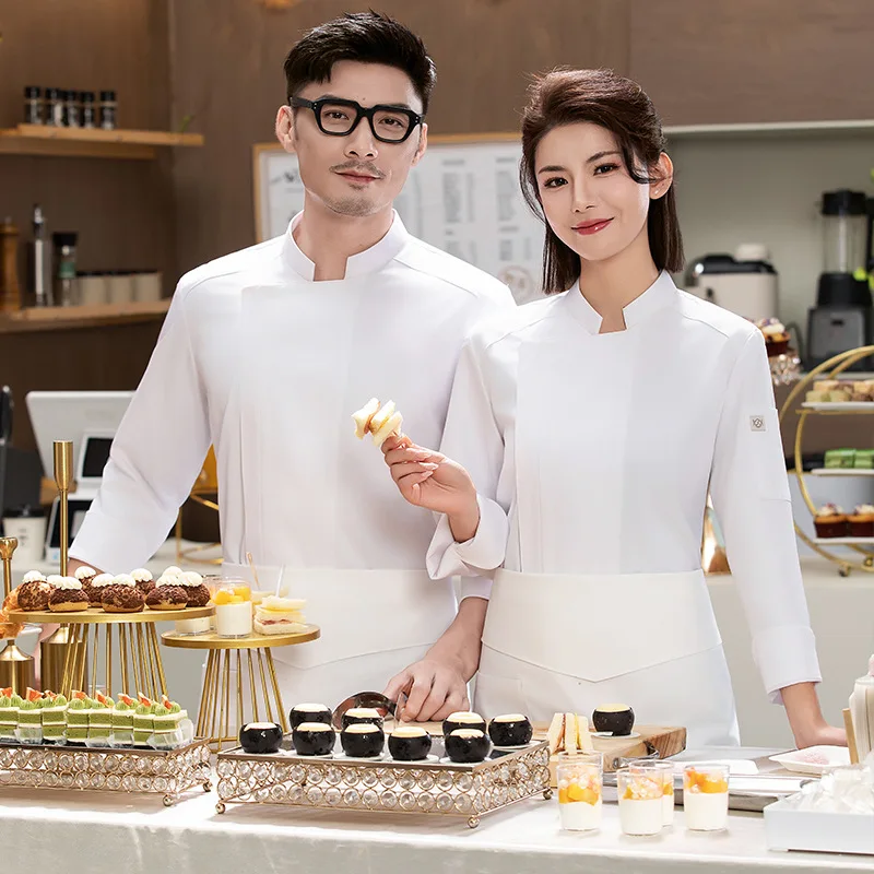 Elastic zipper chef workwear for catering and hotel kitchens, long-sleeved chef uniform for men
Elastic zipper chef workwear for catering and hotel kitchens, long-sleeved chef uniform for men