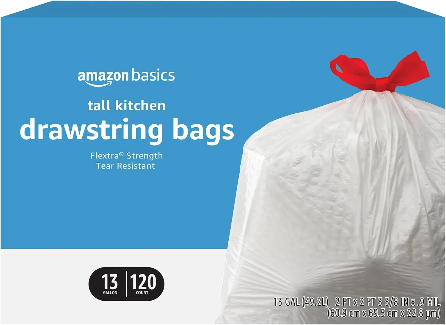 13 Gallon Tall Kitchen Drawstring Trash Bags, 120 Count, Strong Tear-Resistant
13 Gallon Tall Kitchen Drawstring Trash Bags, 120 Count, Strong Tear-Resistant