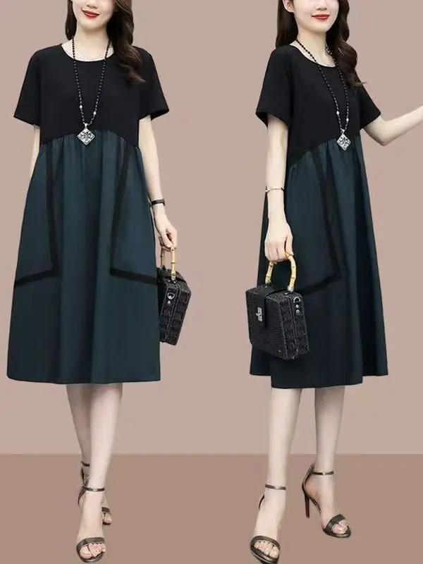 Color Block plus Size Women's Dress Slimming Loose Cover up Elegant Style Casual Wear Polyester Fiber round Neck Sleeve
Color Block plus Size Women's Dress Slimming Loose Cover up Elegant Style Casual Wear Polyester Fiber round Neck Sleeve