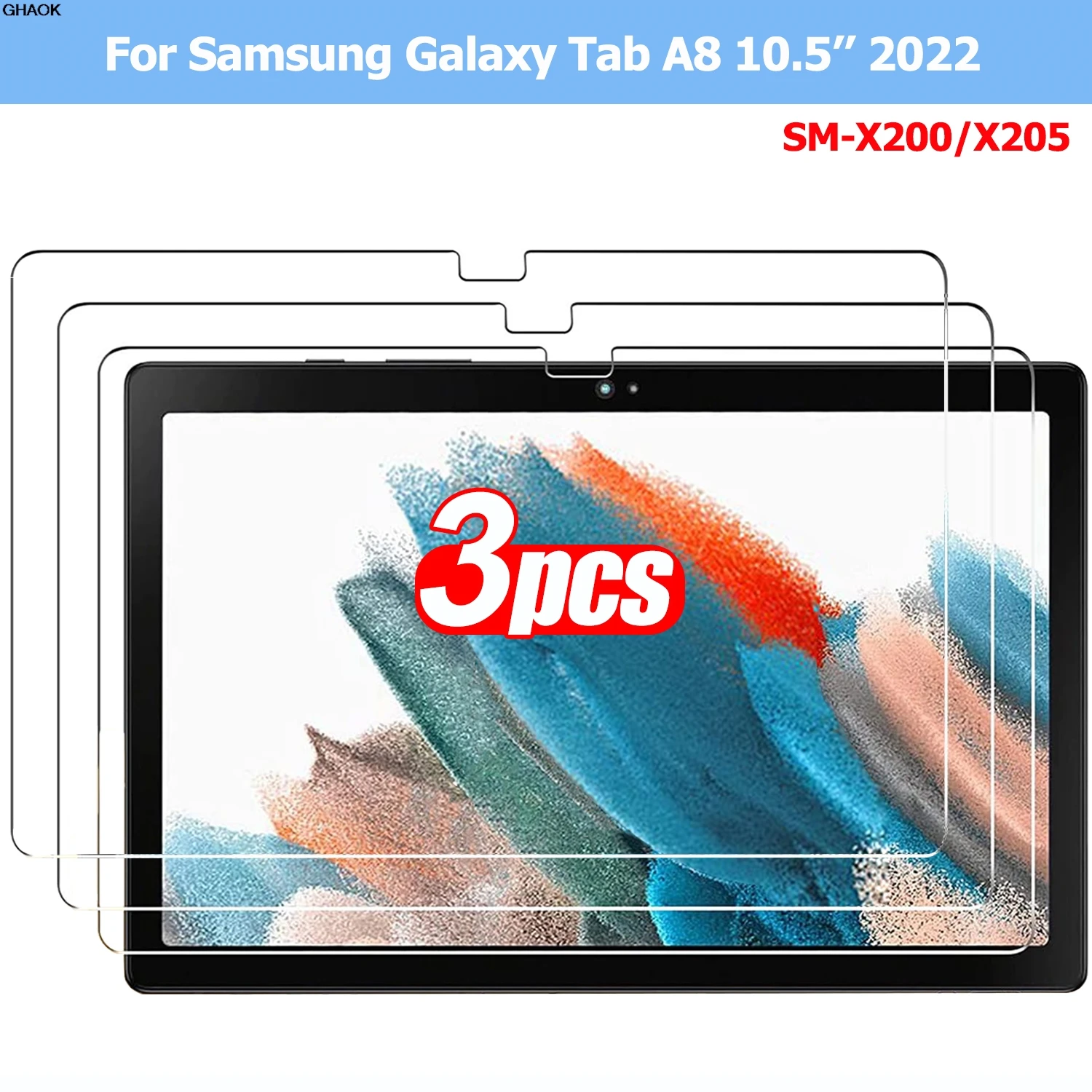 3pcs 9H Tempered Glass For Samsung Galaxy Tab A8 10.5'' 2022 SM-X200 SM-X205 Clear Anti Scratch Screen Protector Protective Film
3pcs 9H Tempered Glass For Samsung Galaxy Tab A8 10.5'' 2022 SM-X200 SM-X205 Clear Anti Scratch Screen Protector Protective Film