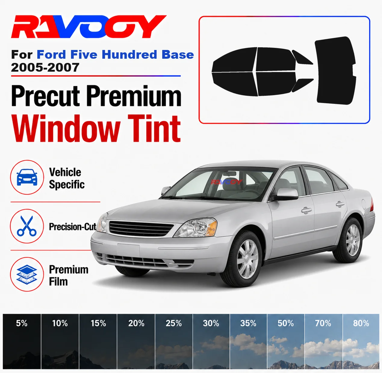 Premium Precut Window Tint Kit Front Windows Rear Windows Rear Windshield For Ford Five Hundred Base 2005-2007 Nano Ceramic Film
Premium Precut Window Tint Kit Front Windows Rear Windows Rear Windshield For Ford Five Hundred Base 2005-2007 Nano Ceramic Film