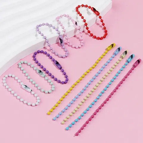 100pcs/lot Iron Ball Bead Chains 10cm/12cm Colorful KeyRing Chain Label Hand Tag Connector Bulk Chains For DIY Jewelry Making