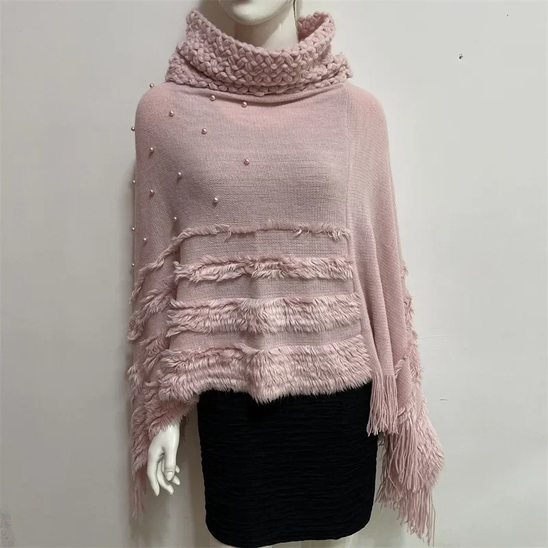 European American Autumn Winter New Jacquard Pearl Women Wear Warm High Collar Lady Shawl Cloak Fashion Pink
European American Autumn Winter New Jacquard Pearl Women Wear Warm High Collar Lady Shawl Cloak Fashion Pink