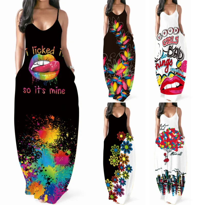 2021-Border Supply European and American New Women's Digital PrintedDress Sling Dress
2021-Border Supply European and American New Women's Digital PrintedDress Sling Dress