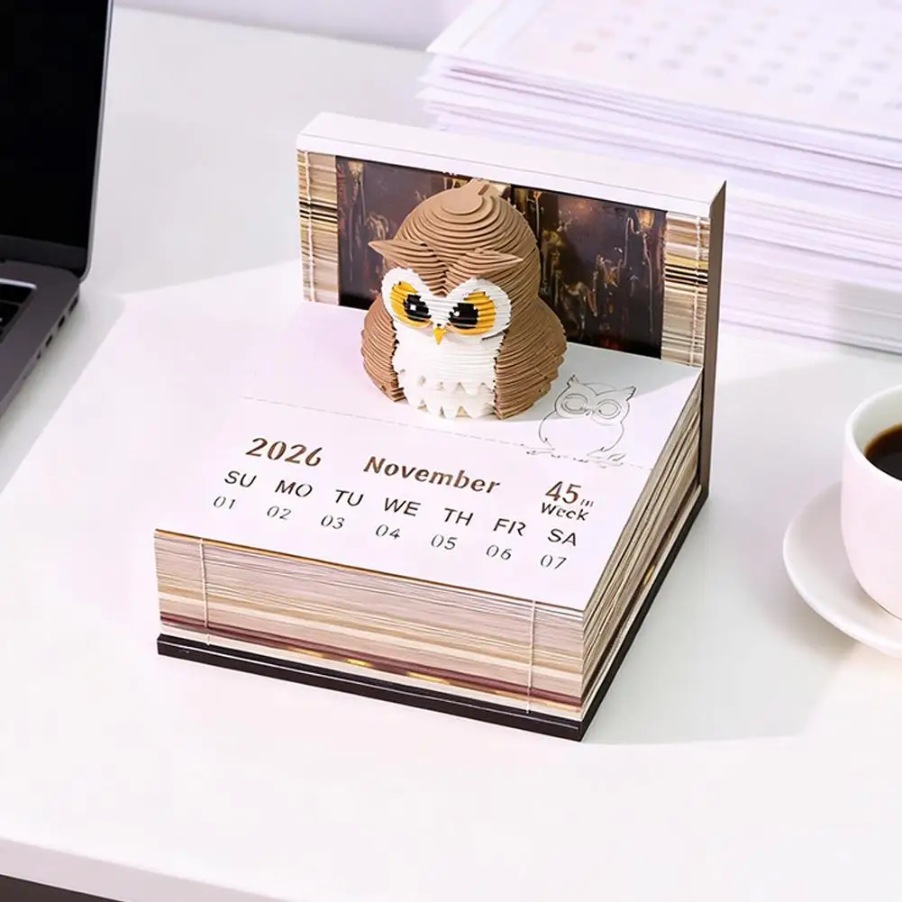 3D Timepiece Calendar 2026 Paper Art Memo Pad Owl-Shaped Tear Away Mini Desk Calendar for Record Planner Birthday Christmas Gift
3D Timepiece Calendar 2026 Paper Art Memo Pad Owl-Shaped Tear Away Mini Desk Calendar for Record Planner Birthday Christmas Gift