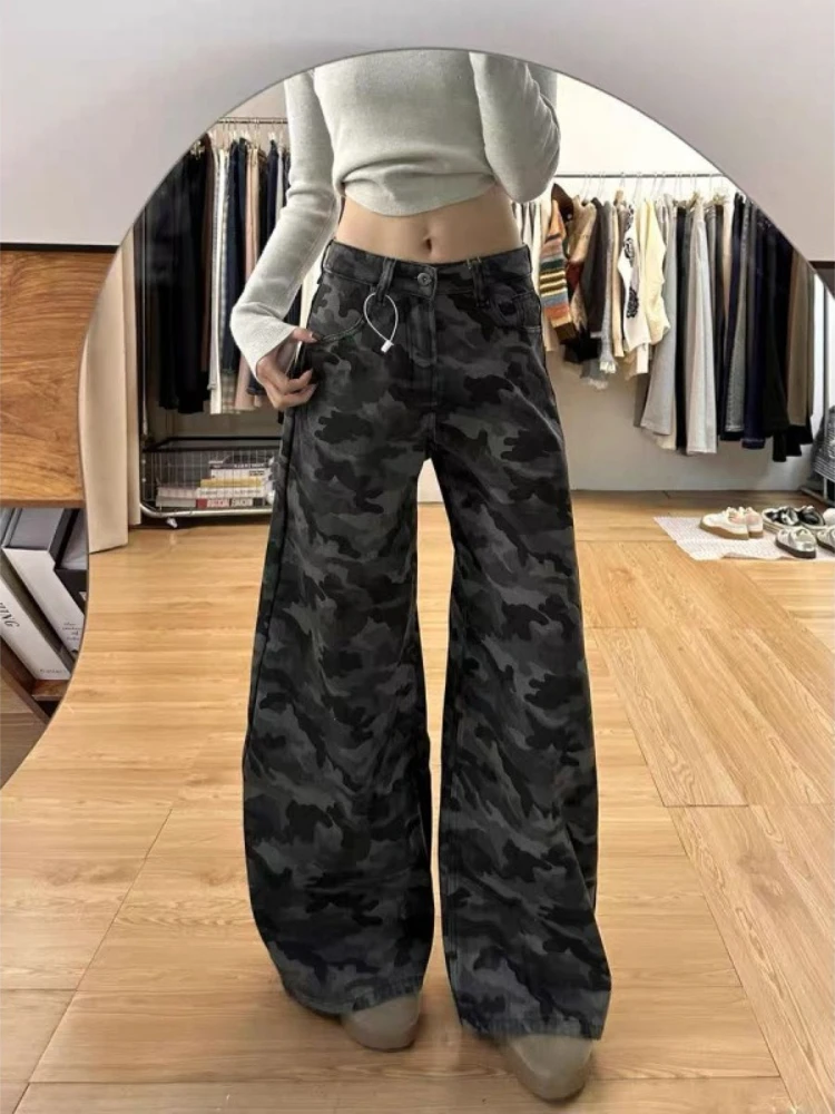 Американские винтажные камуфляжные джинсы-карго, женские прямые мешковатые джинсовые брюки с высокой талией Y2K, унисекс, широкие джинсовые брюки в стиле хип-хоп
Американские винтажные камуфляжные джинсы-карго, женские прямые мешковатые джинсовые брюки с высокой талией Y2K, унисекс, широкие джинсовые брюки в стиле хип-хоп