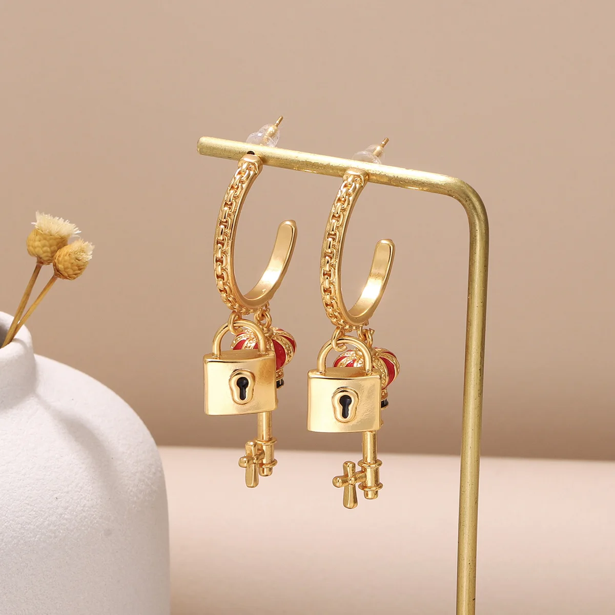 Brass Key Lock Dangle Earrings with Colorful Enamel, Long Drop Vintage Statement Earrings for Women, Gift Idea
Brass Key Lock Dangle Earrings with Colorful Enamel, Long Drop Vintage Statement Earrings for Women, Gift Idea