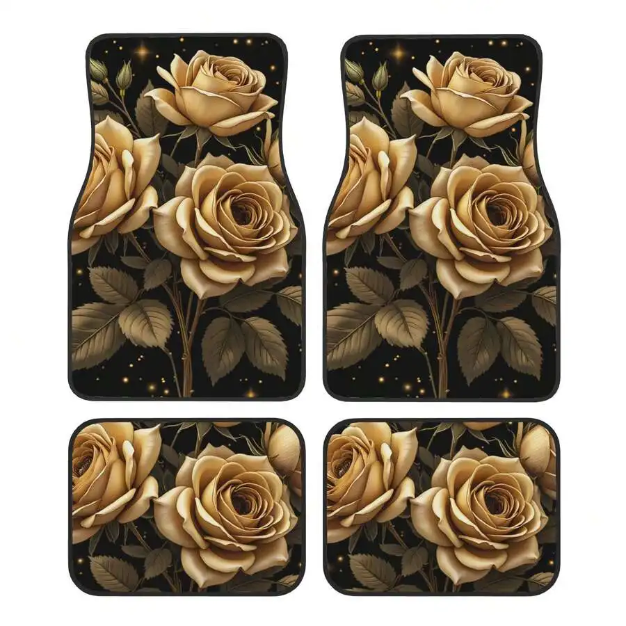 Universal 4 Piece Car Floor Mats Set Black Background Rose Pattern Glitter Design For SUV Sedan Truck
Universal 4 Piece Car Floor Mats Set Black Background Rose Pattern Glitter Design For SUV Sedan Truck