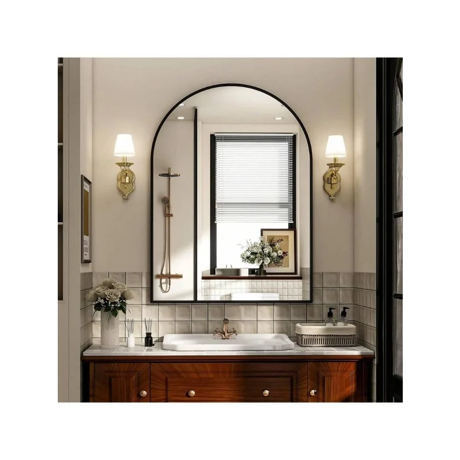 Arched Wall Mirror 30x20 Inch - Rust-Proof Metal Frame, Anti-Fog and Shatterproof For Bathroom Vanity, Bedroom, Entryway Modern
Arched Wall Mirror 30x20 Inch - Rust-Proof Metal Frame, Anti-Fog and Shatterproof For Bathroom Vanity, Bedroom, Entryway Modern