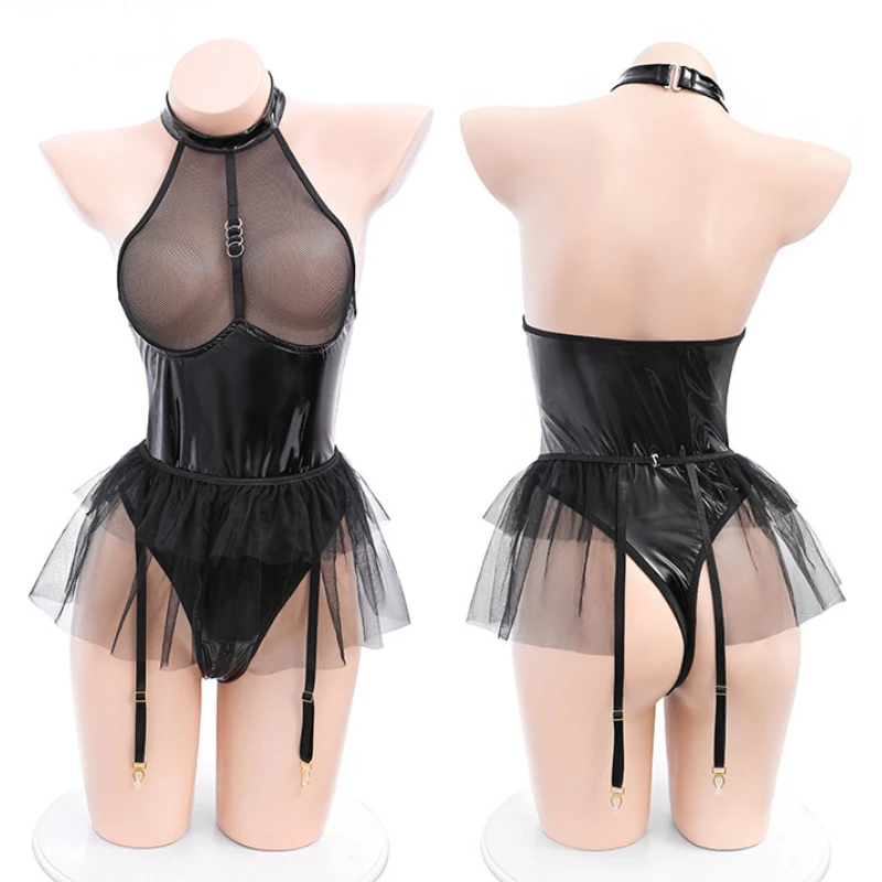 Sexy Mesh Hollow Pu Leather Bodysuit Gauzy Skirt Suit Halloween Costumes for Women Role Play Underwear Party Nighty Lingerie
Sexy Mesh Hollow Pu Leather Bodysuit Gauzy Skirt Suit Halloween Costumes for Women Role Play Underwear Party Nighty Lingerie