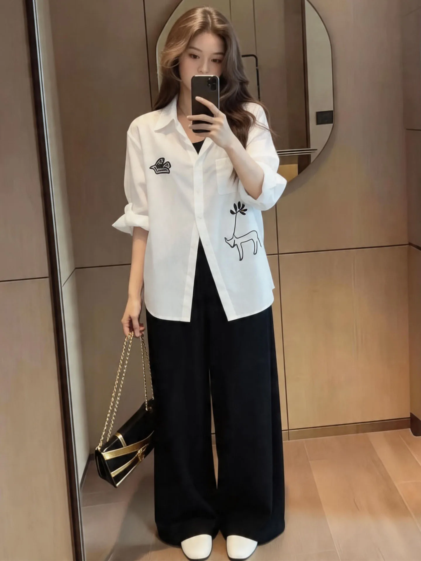Summer Fashion Set Women's Loose Wide Leg Pants White Shirt Slimming Style High Waist Casual Wear Comfortable mid Weight
Summer Fashion Set Women's Loose Wide Leg Pants White Shirt Slimming Style High Waist Casual Wear Comfortable mid Weight