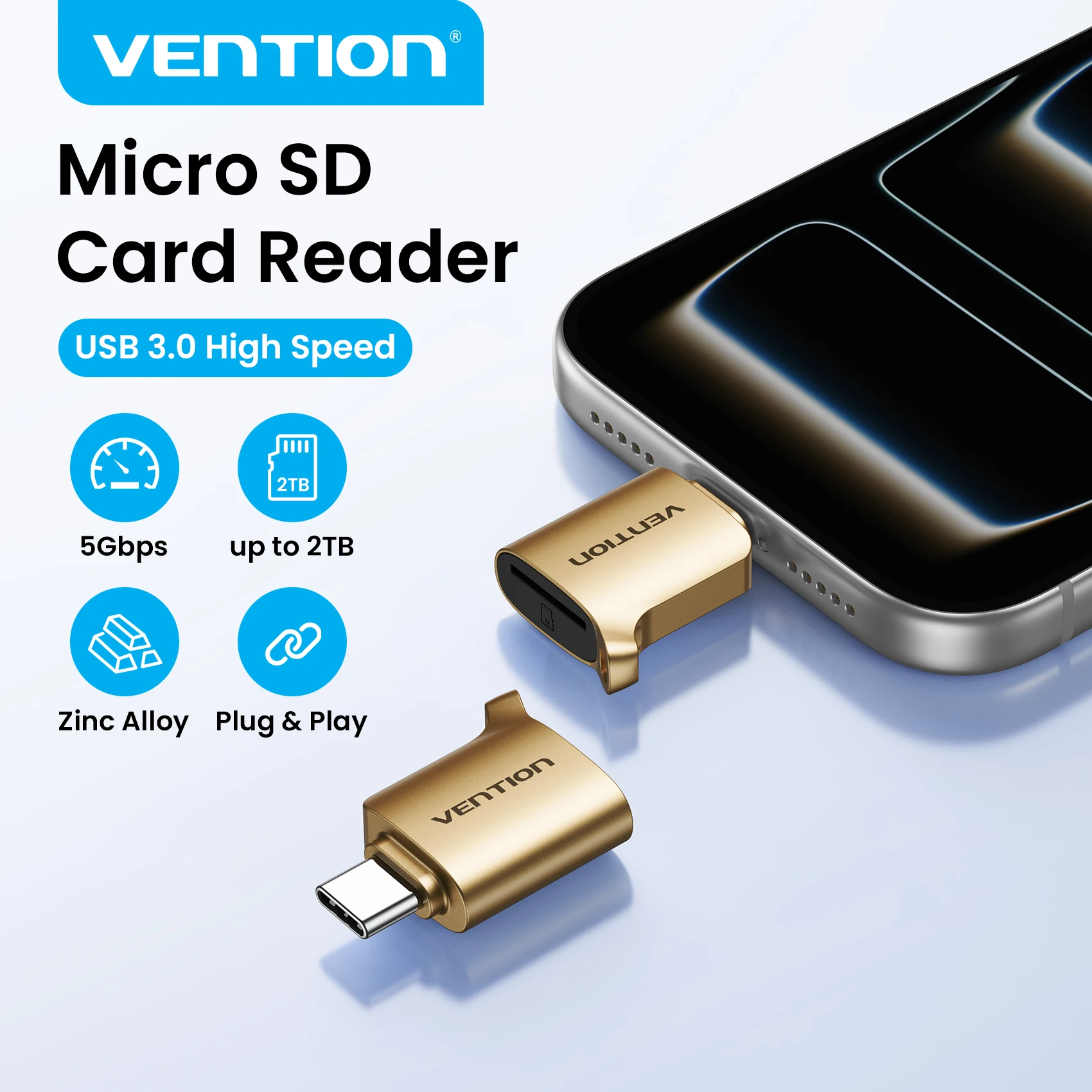 Vention USB C Micro SD Card Reader USB 3.0 TF Card OTG Adapter for iPhone 15-17 Pro iPad Android Camera Cardreader Up to 2TB
Vention USB C Micro SD Card Reader USB 3.0 TF Card OTG Adapter for iPhone 15-17 Pro iPad Android Camera Cardreader Up to 2TB