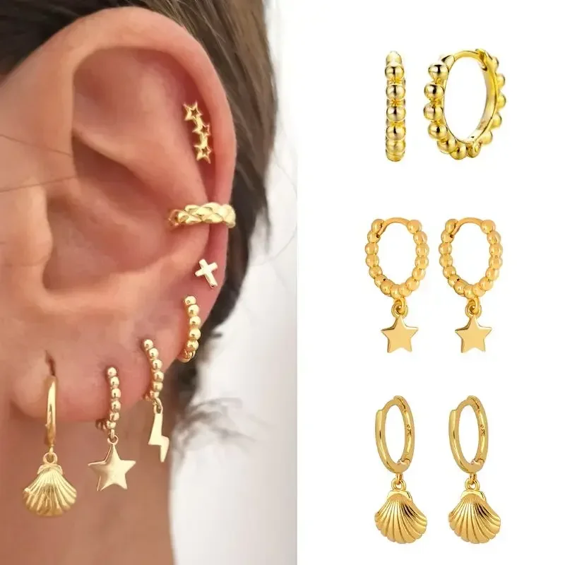 925 Sterling Silver Needle Metal Sea Shell Pendant Hoop Earrings Ball Round Moon Dangle Earrings for Women Party Fashion Jewelry
925 Sterling Silver Needle Metal Sea Shell Pendant Hoop Earrings Ball Round Moon Dangle Earrings for Women Party Fashion Jewelry