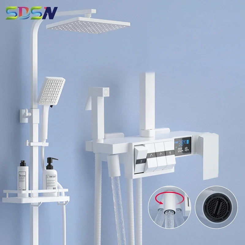 White Digital Bathroom Shower Set SDSN Pianoforte Thermostatic Shower System Rainfall Bathtub Mixer Tap White Piano Shower Sets
White Digital Bathroom Shower Set SDSN Pianoforte Thermostatic Shower System Rainfall Bathtub Mixer Tap White Piano Shower Sets