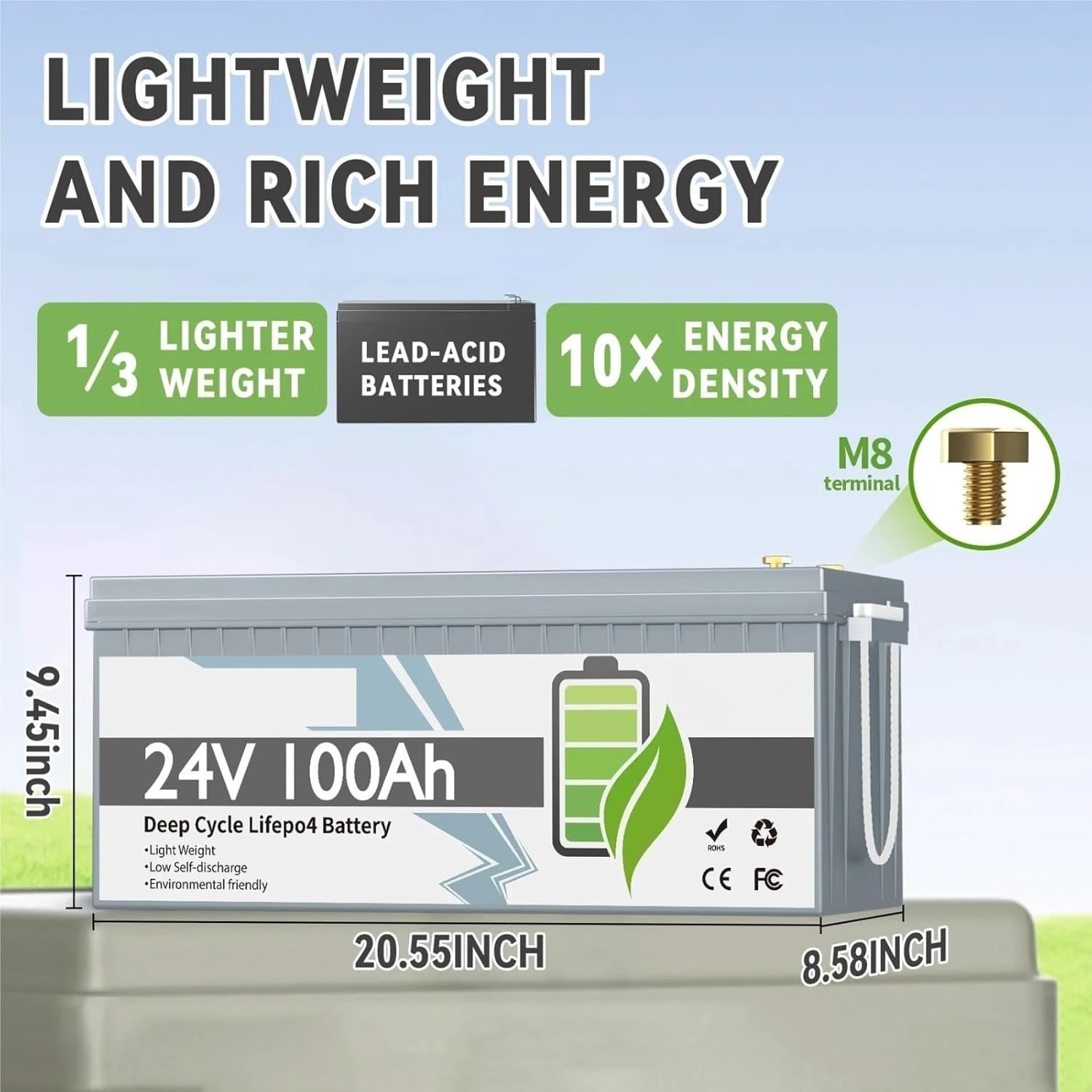 24V 100Ah Bluetooth LiFePO4 Lithium Battery Built In BMS Deep Cycles For Marine Trolling Motor Solar Off-Grid System, Customized
24V 100Ah Bluetooth LiFePO4 Lithium Battery Built In BMS Deep Cycles For Marine Trolling Motor Solar Off-Grid System, Customized