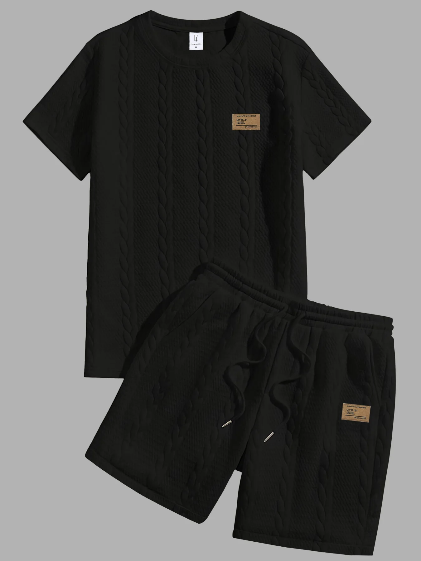 Men's Texture Patchwork Short Sleeve Set Summer Loose Drawstring Shorts Casual Sportswear 2 Piece
Men's Texture Patchwork Short Sleeve Set Summer Loose Drawstring Shorts Casual Sportswear 2 Piece