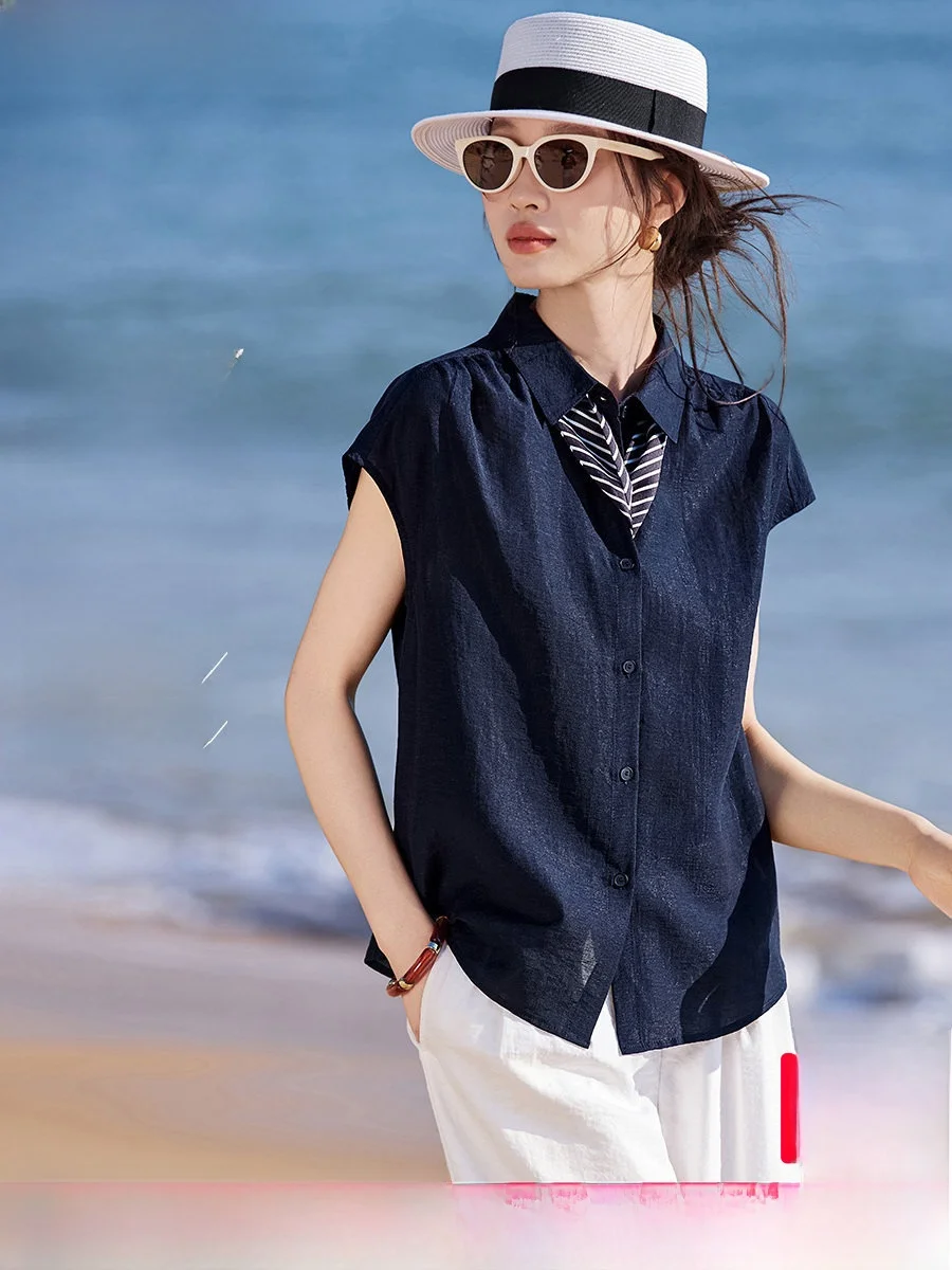 Mo Han Mei Hemp Short Sleeve Shirt Commute Simple Shoulder Pleat Women's Fashion Korean Style Shirt Nylon Linen Blend
Mo Han Mei Hemp Short Sleeve Shirt Commute Simple Shoulder Pleat Women's Fashion Korean Style Shirt Nylon Linen Blend