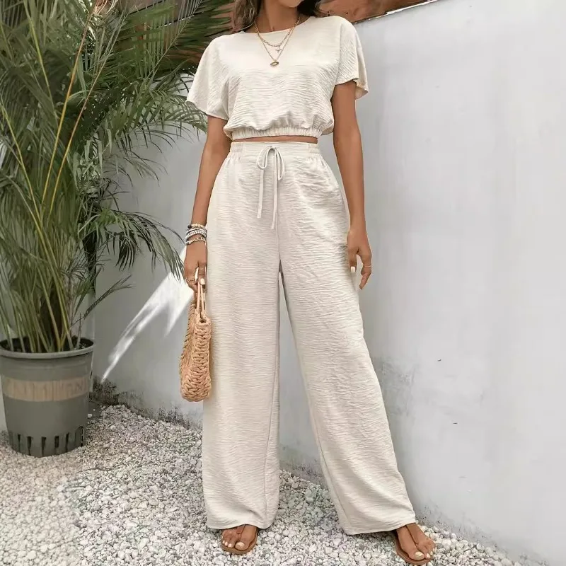2026 spring color T-shirt waist straight pants two-piece set fashionable and elegant slim suit
2026 spring color T-shirt waist straight pants two-piece set fashionable and elegant slim suit