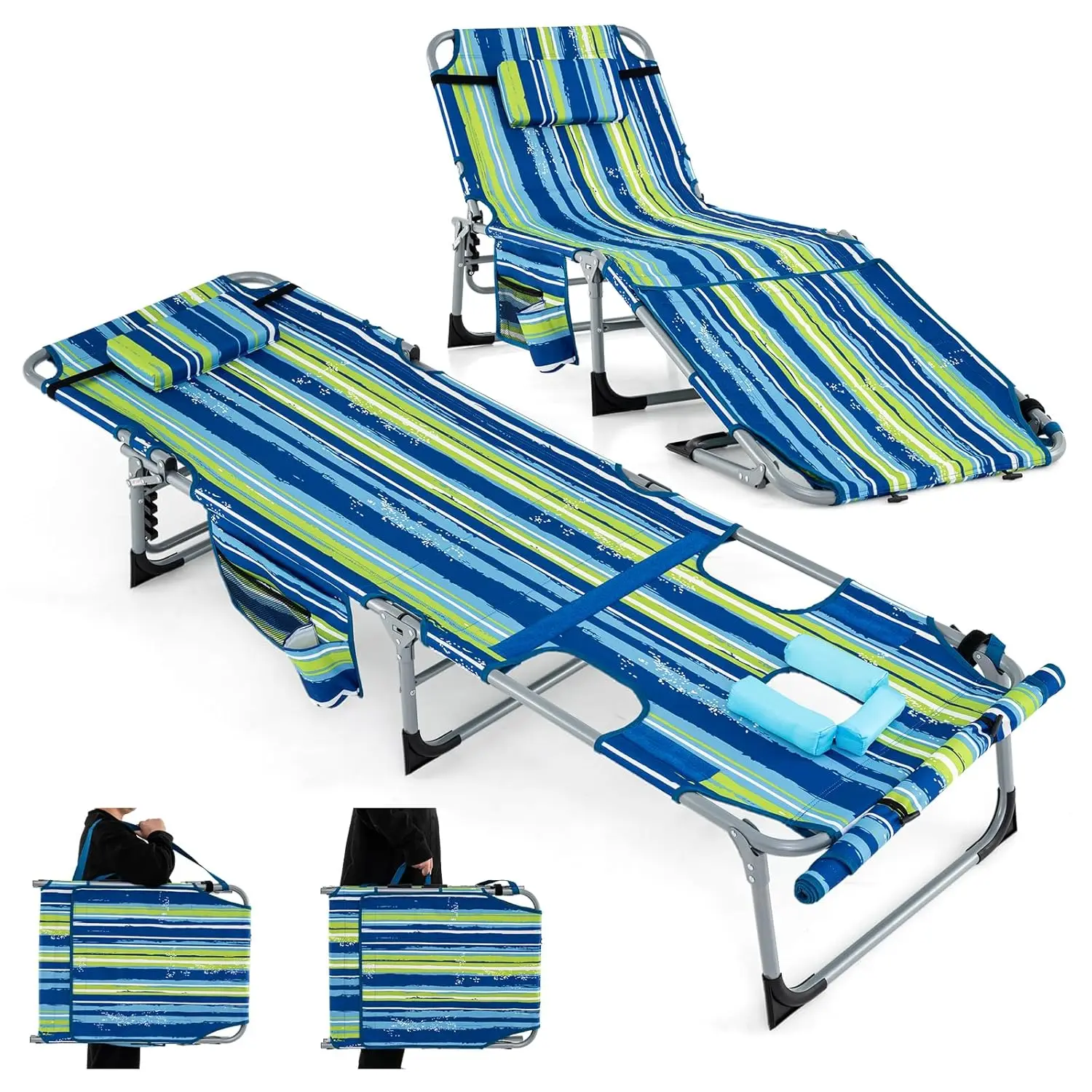 Tanning Chair, 330LBS Beach Lounge w/Face Arm Hole & Hand Shoulder Strap, Folding Layout Sunbathing Chair, Face, Customized
Tanning Chair, 330LBS Beach Lounge w/Face Arm Hole & Hand Shoulder Strap, Folding Layout Sunbathing Chair, Face, Customized