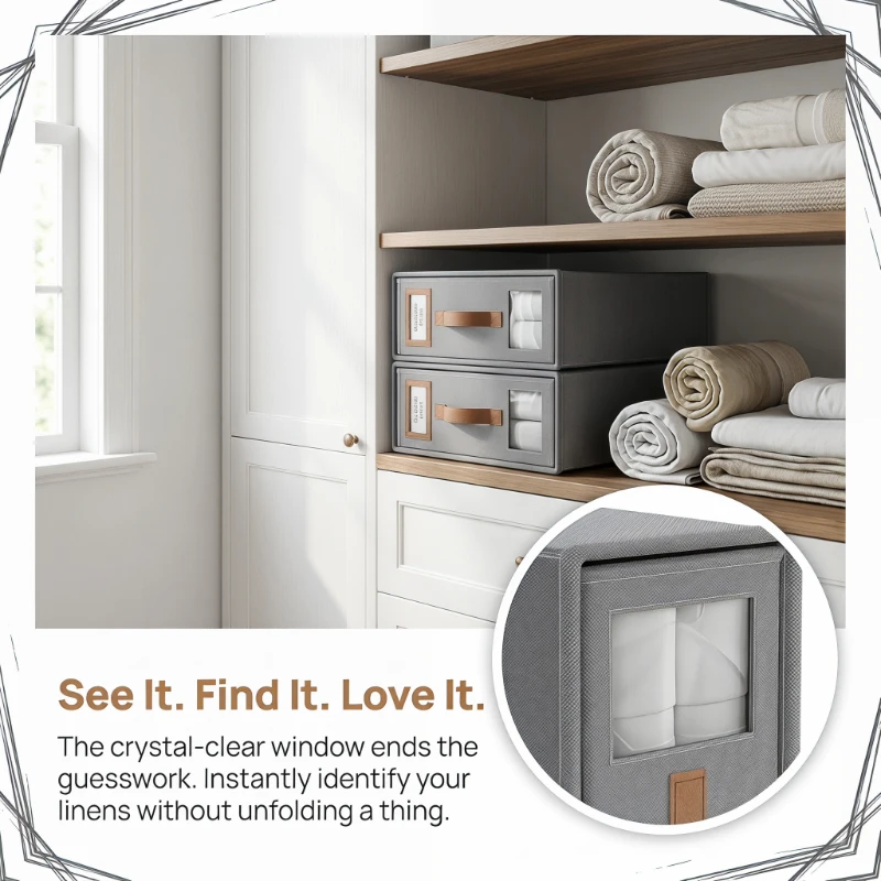 3pcs Linen Fabric Foldable Bedding Storage Box With Window Closet Organizer For Bed Sheets And Pillow
3pcs Linen Fabric Foldable Bedding Storage Box With Window Closet Organizer For Bed Sheets And Pillow