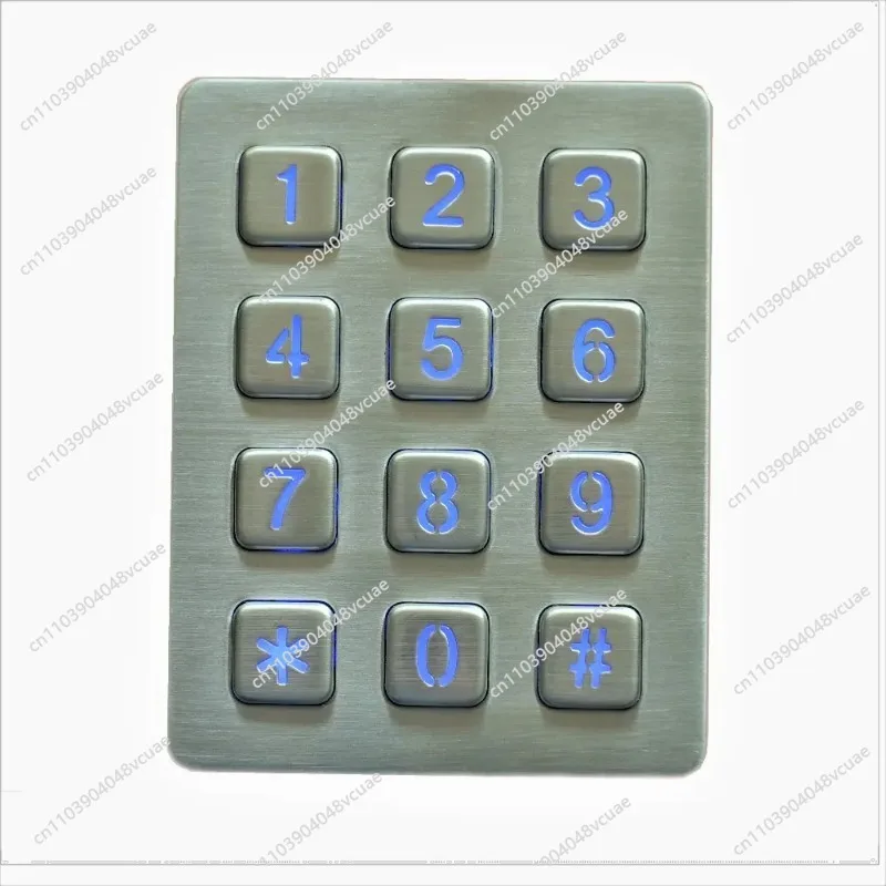 For Rugged Vandal Proof Illuminated 12 Keys Metal Numeric Keyboard Stainless Steel Keypad with Leds for Access Control System