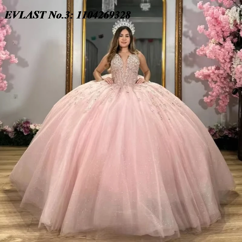 EVLAST Customized 2025 Pink Quinceanera Dress Ball Gown Lace Applique Beaded Crystal Corset Sweet 16 Vestido De 15 Anos E3Q177
EVLAST Customized 2025 Pink Quinceanera Dress Ball Gown Lace Applique Beaded Crystal Corset Sweet 16 Vestido De 15 Anos E3Q177