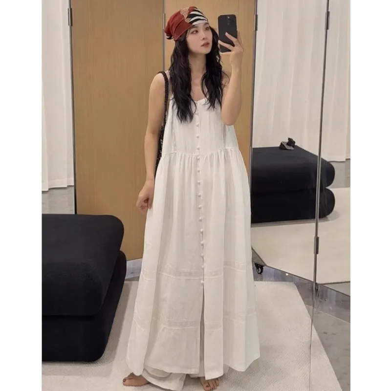 Johnature New Linen Camisole Dress For Summer Loose Versatile Patchwork Lace Single Breasted Bottom Women Dresses
Johnature New Linen Camisole Dress For Summer Loose Versatile Patchwork Lace Single Breasted Bottom Women Dresses