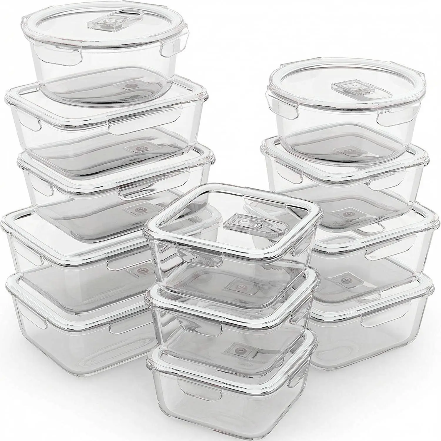 24 Pc Airtight Glass Food Storage Containers - Glass Meal Prep Containers - Freezer to Oven Safe - Steam Release Valve BPA Free
24 Pc Airtight Glass Food Storage Containers - Glass Meal Prep Containers - Freezer to Oven Safe - Steam Release Valve BPA Free
