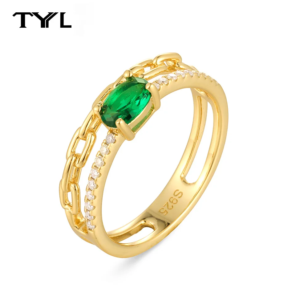 TYYL 4*6 Oval Lab Grown Emerald Rings Double Row Moissanite Chain Design Female Rings for Women Wedding Party 925 Silver Jewelry
TYYL 4*6 Oval Lab Grown Emerald Rings Double Row Moissanite Chain Design Female Rings for Women Wedding Party 925 Silver Jewelry