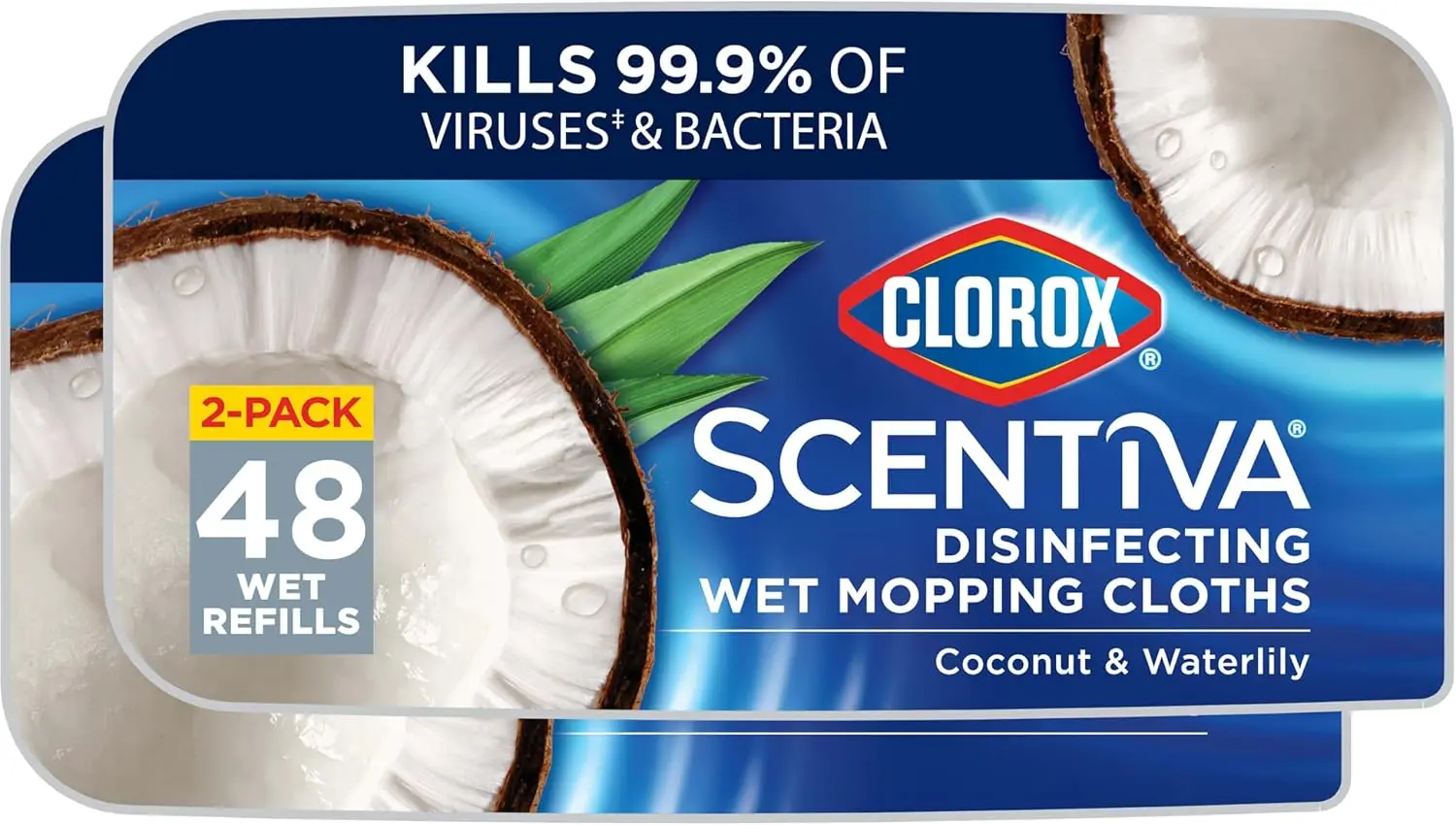 Disinfecting Wet Mop Pads, Coconut Waterlily Scent, 2 Packs with 48 Refills for Clean Floors
Disinfecting Wet Mop Pads, Coconut Waterlily Scent, 2 Packs with 48 Refills for Clean Floors