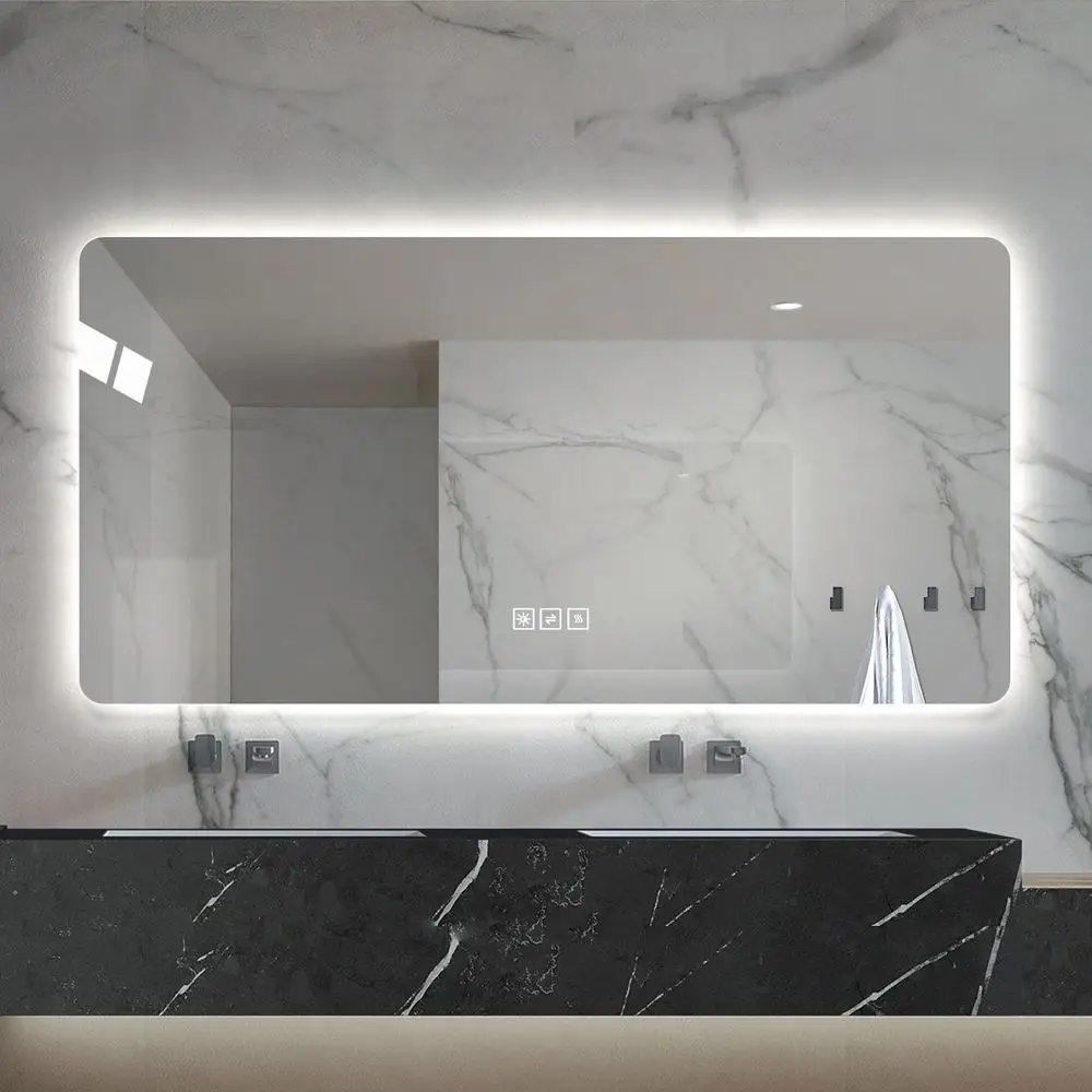 28*60in LED bathroom mirror, corrosion-resistant, three-color dimmable, backlit mirror with one-touch demist function
28*60in LED bathroom mirror, corrosion-resistant, three-color dimmable, backlit mirror with one-touch demist function